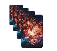 4Pcs Car Air Fresheners Cards Long Lasting Double Sided Hanging Fragrance Scented Card Explosion Firework Car Aromatherapy Tablets Auto Rearview Mirror Pendant for Men Women