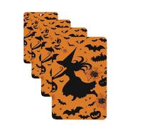 4Pcs Car Air Fresheners Cards Long Lasting Double Sided Hanging Fragrance Scented Card Halloween Witch Flying Car Aromatherapy Tablets Auto Rearview Mirror Pendant for Men Women