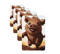 4Pcs Car Air Fresheners Cards Long Lasting Double Sided Hanging Fragrance Scented Card Jumping boar animation Car Aromatherapy Tablets Auto Rearview Mirror Pendant for Men Women