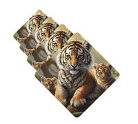 4Pcs Car Air Fresheners Cards Long Lasting Double Sided Hanging Fragrance Scented Card Jungle Tigers Cub Car Aromatherapy Tablets Auto Rearview Mirror Pendant for Men Women