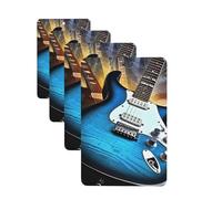 4Pcs Car Air Fresheners Cards Long Lasting Double Sided Hanging Fragrance Scented Card Magic Electric Guitar Music Car Aromatherapy Tablets Auto Rearview Mirror Pendant for Men Women