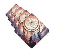 4Pcs Car Air Fresheners Cards Long Lasting Double Sided Hanging Fragrance Scented Card Native American Dream Catcher Car Aromatherapy Tablets Auto Rearview Mirror Pendant for Men Women