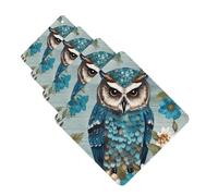 4Pcs Car Air Fresheners Cards Long Lasting Double Sided Hanging Fragrance Scented Card Owl Spring Flowers Turquoise Car Aromatherapy Tablets Auto Rearview Mirror Pendant for Men Women