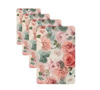 4Pcs Car Air Fresheners Cards Long Lasting Double Sided Hanging Fragrance Scented Card Soft Color Pale Faded Mix of Roses Car Aromatherapy Tablets Auto Rearview Mirror Pendant for Men Women