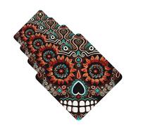 4Pcs Car Air Fresheners Cards Long Lasting Double Sided Hanging Fragrance Scented Card Sugar Skulls Day of the Dead Car Aromatherapy Tablets Auto Rearview Mirror Pendant for Men Women