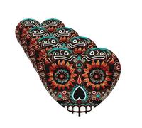 4Pcs Car Air Fresheners Cards Long Lasting Double Sided Hanging Fragrance Scented Card Sugar Skulls Day of the Dead Car Aromatherapy Tablets Auto Rearview Mirror Pendant for Men Women