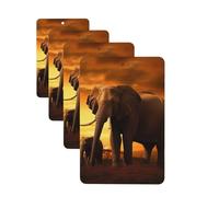 4Pcs Car Air Fresheners Cards Long Lasting Double Sided Hanging Fragrance Scented Card Sunset Parent-Child Elephant Car Aromatherapy Tablets Auto Rearview Mirror Pendant for Men Women