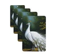 4Pcs Car Air Fresheners Cards Long Lasting Double Sided Hanging Fragrance Scented Card White Peacock Car Aromatherapy Tablets Auto Rearview Mirror Pendant for Men Women