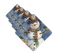 4Pcs Car Air Fresheners Cards Long Lasting Double Sided Hanging Fragrance Scented Card Winter Snowman Car Aromatherapy Tablets Auto Rearview Mirror Pendant for Men Women