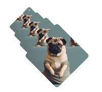 4Pcs Car Air Fresheners Cards Long Lasting Double Sided Hanging Fragrance Scented Card Yoga pug Car Aromatherapy Tablets Auto Rearview Mirror Pendant for Men Women