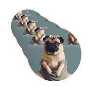 4Pcs Car Air Fresheners Cards Long Lasting Double Sided Hanging Fragrance Scented Card Yoga pug Car Aromatherapy Tablets Auto Rearview Mirror Pendant for Men Women