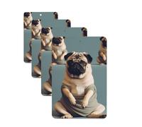 4Pcs Car Air Fresheners Cards Long Lasting Double Sided Hanging Fragrance Scented Card Yoga pug Car Aromatherapy Tablets Auto Rearview Mirror Pendant for Men Women