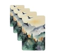 4Pcs Car Air Fresheners Cards Mountain birds watercolor Hanging Fragrance Scented Cards Lasting Scent Car Aromatherapy Tablets Auto Rearview Mirror Pendant for Wardrobe Shoe Cabinet