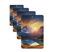 4Pcs Car Air Fresheners Cards Mountain Sunrise Hanging Fragrance Scented Cards Lasting Scent Car Aromatherapy Tablets Auto Rearview Mirror Pendant for Wardrobe Shoe Cabinet