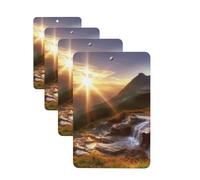 4Pcs Car Air Fresheners Cards Mountain Sunrise Landscape Hanging Fragrance Scented Cards Lasting Scent Car Aromatherapy Tablets Auto Rearview Mirror Pendant for Wardrobe Shoe Cabinet