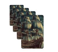 4Pcs Car Air Fresheners Cards Nautical Vintage Sailing Pirate Ship Hanging Fragrance Scented Cards Lasting Scent Car Aromatherapy Tablets Auto Rearview Mirror Pendant for Wardrobe Shoe Cabinet