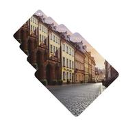 4Pcs Car Air Fresheners Cards Poland's Historic Center Street Hanging Fragrance Scented Cards Lasting Scent Car Aromatherapy Tablets Auto Rearview Mirror Pendant for Wardrobe Shoe Cabinet
