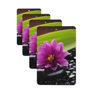 4Pcs Car Air Fresheners Cards Purple Flower with Black Stone Hanging Fragrance Scented Cards Lasting Scent Car Aromatherapy Tablets Auto Rearview Mirror Pendant for Wardrobe Shoe Cabinet