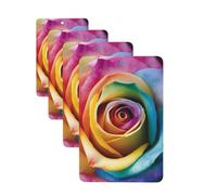 4Pcs Car Air Fresheners Cards Rainbow Rose Flower Hanging Fragrance Scented Cards Lasting Scent Car Aromatherapy Tablets Auto Rearview Mirror Pendant for Wardrobe Shoe Cabinet