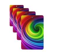 4Pcs Car Air Fresheners Cards Rainbow Spiral Hanging Fragrance Scented Cards Lasting Scent Car Aromatherapy Tablets Auto Rearview Mirror Pendant for Wardrobe Shoe Cabinet