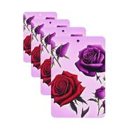 4Pcs Car Air Fresheners Cards Red and purple roses Hanging Fragrance Scented Cards Lasting Scent Car Aromatherapy Tablets Auto Rearview Mirror Pendant for Wardrobe Shoe Cabinet
