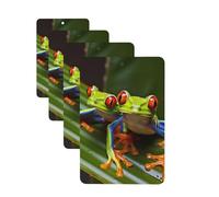 4Pcs Car Air Fresheners Cards Red eyed Tree Frog Hanging Fragrance Scented Cards Lasting Scent Car Aromatherapy Tablets Auto Rearview Mirror Pendant for Wardrobe Shoe Cabinet