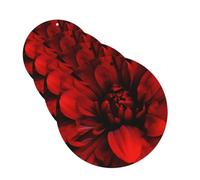 4Pcs Car Air Fresheners Cards Red Flower on Black Hanging Fragrance Scented Cards Lasting Scent Car Aromatherapy Tablets Auto Rearview Mirror Pendant for Wardrobe Shoe Cabinet