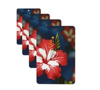 4Pcs Car Air Fresheners Cards Red Flowers Hanging Fragrance Scented Cards Lasting Scent Car Aromatherapy Tablets Auto Rearview Mirror Pendant for Wardrobe Shoe Cabinet