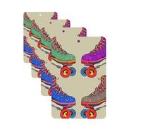 4Pcs Car Air Fresheners Cards Retro Colorful Roller Skates Hanging Fragrance Scented Cards Lasting Scent Car Aromatherapy Tablets Auto Rearview Mirror Pendant for Wardrobe Shoe Cabinet