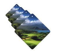4Pcs Car Air Fresheners Cards Scenic Hawaii Golf Tropical Hanging Fragrance Scented Cards Lasting Scent Car Aromatherapy Tablets Auto Rearview Mirror Pendant for Wardrobe Shoe Cabinet