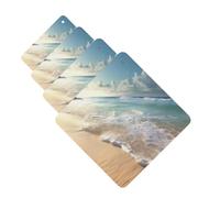 4Pcs Car Air Fresheners Cards Serene Coastal Hanging Fragrance Scented Cards Lasting Scent Car Aromatherapy Tablets Auto Rearview Mirror Pendant for Wardrobe Shoe Cabinet