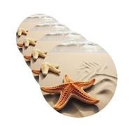 4Pcs Car Air Fresheners Cards Starfish on The Sand Beach Landscape Hanging Fragrance Scented Cards Lasting Scent Car Aromatherapy Tablets Auto Rearview Mirror Pendant for Wardrobe Shoe Cabinet