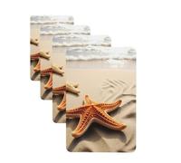 4Pcs Car Air Fresheners Cards Starfish on The Sand Beach Landscape Hanging Fragrance Scented Cards Lasting Scent Car Aromatherapy Tablets Auto Rearview Mirror Pendant for Wardrobe Shoe Cabinet