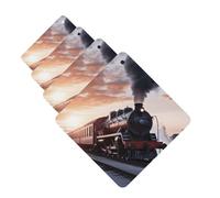 4Pcs Car Air Fresheners Cards Steam Train Depart Sunset Hanging Fragrance Scented Cards Lasting Scent Car Aromatherapy Tablets Auto Rearview Mirror Pendant for Wardrobe Shoe Cabinet