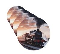 4Pcs Car Air Fresheners Cards Steam Train Depart Sunset Hanging Fragrance Scented Cards Lasting Scent Car Aromatherapy Tablets Auto Rearview Mirror Pendant for Wardrobe Shoe Cabinet