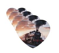 4Pcs Car Air Fresheners Cards Steam Train Depart Sunset Hanging Fragrance Scented Cards Lasting Scent Car Aromatherapy Tablets Auto Rearview Mirror Pendant for Wardrobe Shoe Cabinet