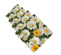 4Pcs Car Air Fresheners Cards Summer Floral Daisies Flower Hanging Fragrance Scented Cards Lasting Scent Car Aromatherapy Tablets Auto Rearview Mirror Pendant for Wardrobe Shoe Cabinet