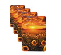 4Pcs Car Air Fresheners Cards Sunflower Field Sunset Sea of Flowers Hanging Fragrance Scented Cards Lasting Scent Car Aromatherapy Tablets Auto Rearview Mirror Pendant for Wardrobe Shoe Cabinet