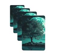 4Pcs Car Air Fresheners Cards Teal Tree in Moonlight Hanging Fragrance Scented Cards Lasting Scent Car Aromatherapy Tablets Auto Rearview Mirror Pendant for Wardrobe Shoe Cabinet
