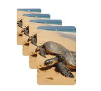 4Pcs Car Air Fresheners Cards Turtles on The Beach Hanging Fragrance Scented Cards Lasting Scent Car Aromatherapy Tablets Auto Rearview Mirror Pendant for Wardrobe Shoe Cabinet