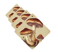 4Pcs Car Air Fresheners Cards Vintage Edible Mushrooms Hanging Fragrance Scented Cards Lasting Scent Car Aromatherapy Tablets Auto Rearview Mirror Pendant for Wardrobe Shoe Cabinet