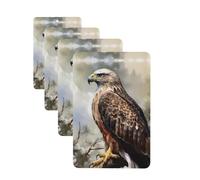 4Pcs Car Air Fresheners Cards Watercolor of Hawk Sitting in The Tree Hanging Fragrance Scented Cards Lasting Scent Car Aromatherapy Tablets Auto Rearview Mirror Pendant for Wardrobe Shoe Cabinet
