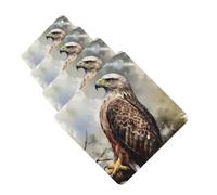 4Pcs Car Air Fresheners Cards Watercolor of Hawk Sitting in The Tree Hanging Fragrance Scented Cards Lasting Scent Car Aromatherapy Tablets Auto Rearview Mirror Pendant for Wardrobe Shoe Cabinet