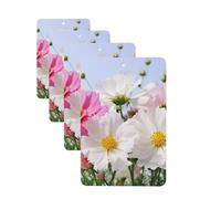 4Pcs Car Air Fresheners Cards White Flowers Hanging Fragrance Scented Cards Lasting Scent Car Aromatherapy Tablets Auto Rearview Mirror Pendant for Wardrobe Shoe Cabinet