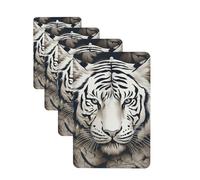 4Pcs Car Air Fresheners Cards White tiger head pattern Hanging Fragrance Scented Cards Lasting Scent Car Aromatherapy Tablets Auto Rearview Mirror Pendant for Wardrobe Shoe Cabinet