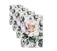 4Pcs Car Air Fresheners Cards White Watercolor Floral Rose Hanging Fragrance Scented Cards Lasting Scent Car Aromatherapy Tablets Auto Rearview Mirror Pendant for Wardrobe Shoe Cabinet