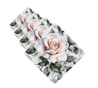4Pcs Car Air Fresheners Cards White Watercolor Floral Rose Hanging Fragrance Scented Cards Lasting Scent Car Aromatherapy Tablets Auto Rearview Mirror Pendant for Wardrobe Shoe Cabinet