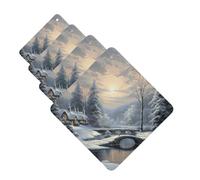4Pcs Car Air Fresheners Cards Winter Snow Scene Hanging Fragrance Scented Cards Lasting Scent Car Aromatherapy Tablets Auto Rearview Mirror Pendant for Wardrobe Shoe Cabinet