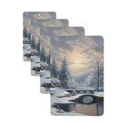 4Pcs Car Air Fresheners Cards Winter Snow Scene Hanging Fragrance Scented Cards Lasting Scent Car Aromatherapy Tablets Auto Rearview Mirror Pendant for Wardrobe Shoe Cabinet