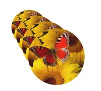 4Pcs Car Air Fresheners Cards Yellow Sunflowers with Red Butterfly Hanging Fragrance Scented Cards Lasting Scent Car Aromatherapy Tablets Auto Rearview Mirror Pendant for Wardrobe Shoe Cabinet